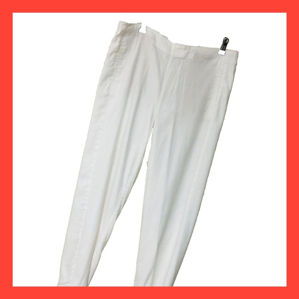 J Jill White Linen‎ Pants Stretch Pockets Flat Front Office Minimalist Womens 12